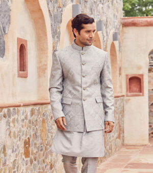 Grey Kurta With Jacket