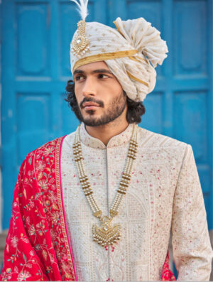 Rajwadi White Sherwani