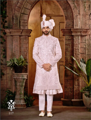 Pink Rajwadi Sherwani